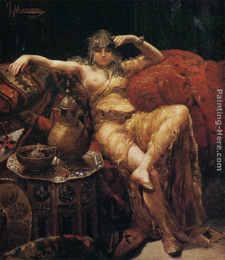 An Odalisque painting - Francisco Masriera y Manovens An Odalisque art painting
